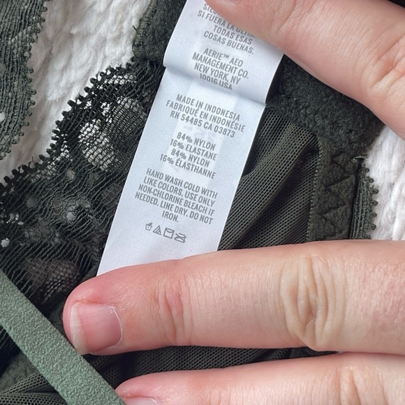 AERIE NWT REAL HAPPY WIRELESS LIGHTLY LINED GREEN LACE BRA - Picture 7 of 9